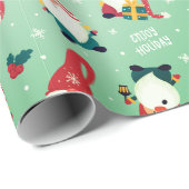 Kerstmis - Whimsical Gnome Kersttijd Groen Cadeaupapier (Rol Hoek)