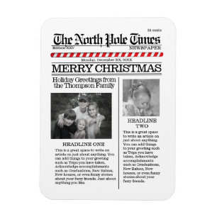 Kerstmis Whimsical North Pole Newspaper Magneet