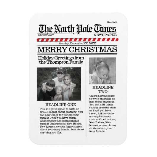 Kerstmis Whimsical North Pole Newspaper Magneet (Verticaal)