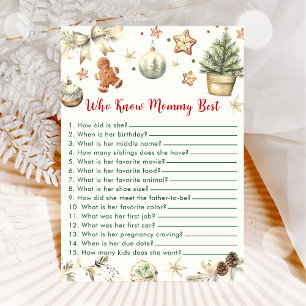 Kerstmis Wie Kent Mama Het Best Baby Shower Kaart