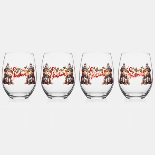 Kerstmis Wijnglas Zonder Voet (Voorkant)