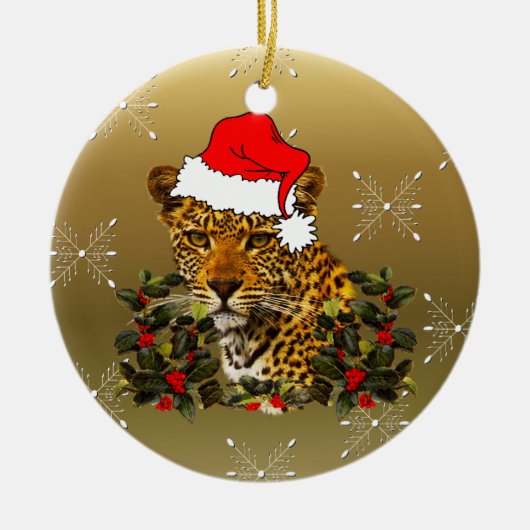 Kerstmis Wildcat Keramisch Ornament (Voorkant)