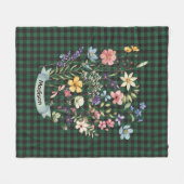 Kerstmis wilde bloem groene baffalo plaid monogram fleece deken (Voorkant (Horizontaal))