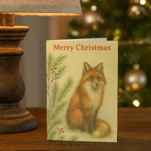 Kerstmis Wilde Natuur Rode Vos Vakantie Feestdagen Kaart
