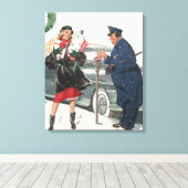 Kerstmis, winkelende Cadeaus politieman Canvas Afdruk (Insitu (Houten vloer))