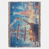 Kerstmis/Winter aangemeerd schip Deken (Voorkant Verticaal)