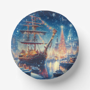 Kerstmis/Winter aangemeerd schip Papieren Kommen