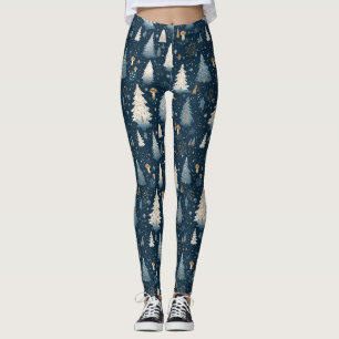 Kerstmis Winter Bos Dennenboom Patroon Leggings