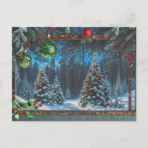 Kerstmis Winter Bos Feestdagenkaart