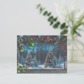 Kerstmis Winter Bos Feestdagenkaart (Staand voorkant)
