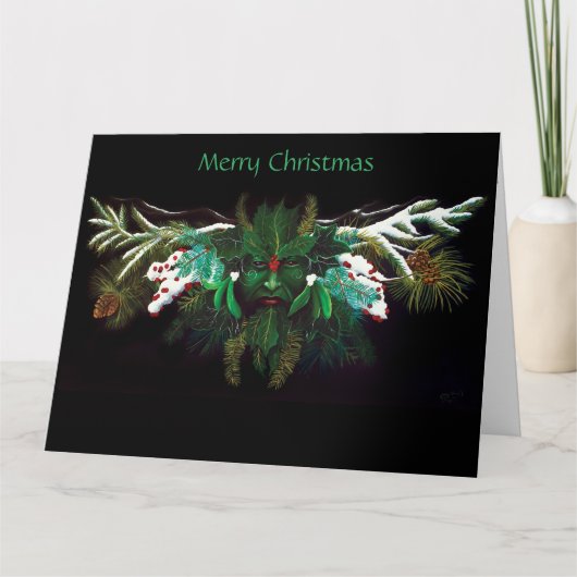 Kerstmis Winter Groene Man Kaart (Voorkant)