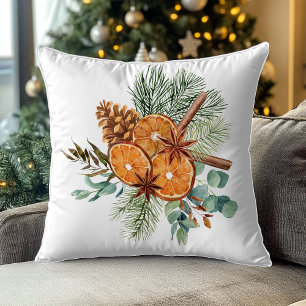 Kerstmis Winter Oranje Dennengewürz Boeket Kussen