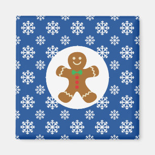 Kerstmis / Winter peperkoek Man Sneeuwvlokken Blau Magneet