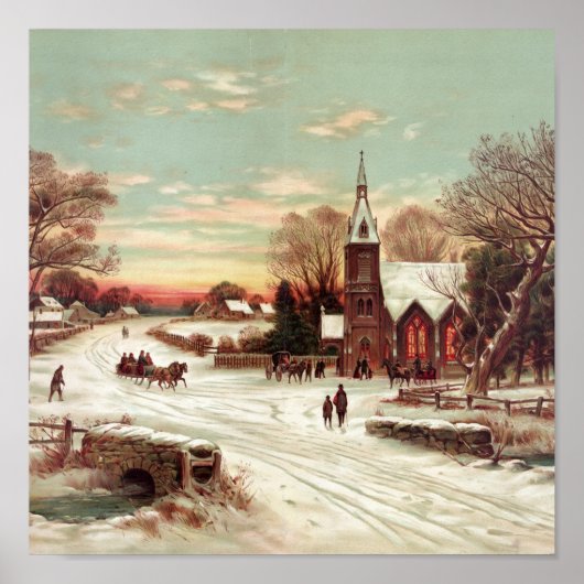 Kerstmis Winter Scene Poster (Voorkant)