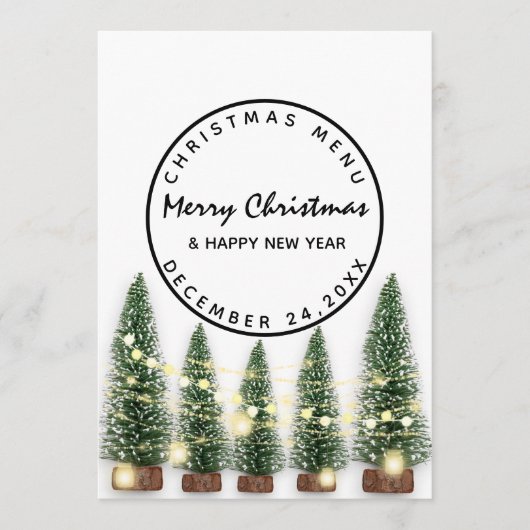 Kerstmis winterfeestdag lichtgroen Wit Menu (Voorkant)