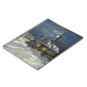 Kerstmis, winterkerk in sneeuw met maan notitieboek (Linkerzijde)