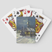 Kerstmis, winterkerk in sneeuw met maan pokerkaarten (Achterkant)
