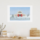 Kerstmis-winterlandschap met sneeuw boerderij grot poster (Keuken)