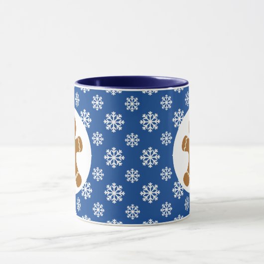Kerstmis / Winterontbijtbrood Man Snowflakes Blue Mok (Midden)