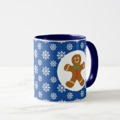 Kerstmis / Winterontbijtbrood Man Snowflakes Blue Mok (Voorkant rechts)