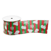 Kerstmis, winterse Petten en sneeuwvlokken rood Lint (Spoel)