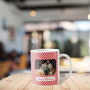 Kerstmis wit en rood gestreept 1 foto koffiemok
