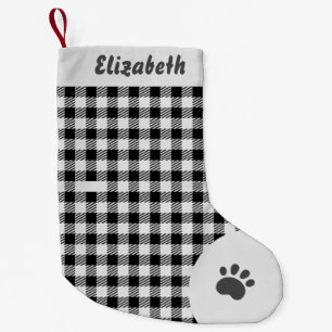 Kerstmis Wit en Zwart Buffel Plaid Custom Kleine Kerstsok