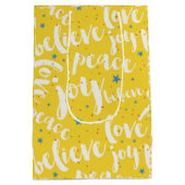 Kerstmis wit tekst ontwerp medium cadeauzakje (Achterkant)