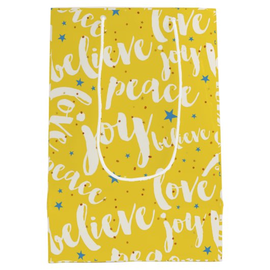 Kerstmis wit tekst ontwerp medium cadeauzakje (Achterkant)