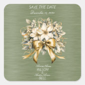 Kerstmis Wit Winterberry Bruiloft Save the Date Vierkante Sticker (Voorkant)