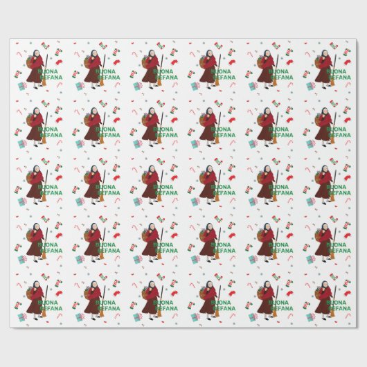 Kerstmis Witch buona Befana Cadeaupapier (Vlak)