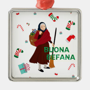 Kerstmis Witch buona Befana Metalen Ornament