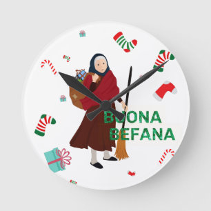 Kerstmis Witch buona Befana Ronde Klok