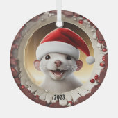 Kerstmis witte fret glas ornament (Voorkant)