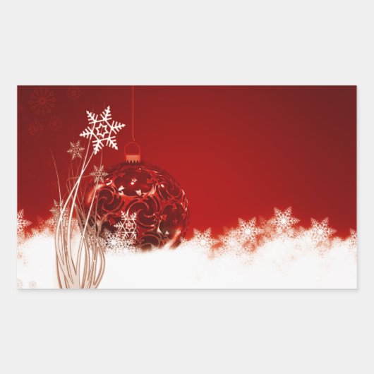 Kerstmis witte rode decoratie rechthoekige sticker (Voorkant)
