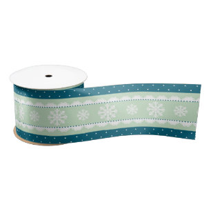 Kerstmis Witte Sneeuwvlok Blauwgroen Polka Dot Pat Lint