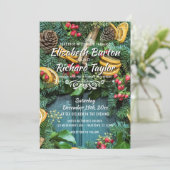 Kerstmis Wreath Holiday Winter Weddenschap Kaart (Staand voorkant)