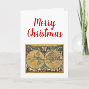 Kerstmis Xmas Antieke Wereldkaart J. Blaeu 1664 Feestdagen Kaart