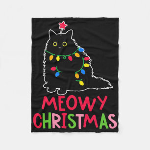 Kerstmis Xmas Lichtjes Zwarte Kat Pijama Familie Fleece Deken