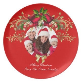 Kerstmis Xmas Photo Template 3 kinderen familie Melamine Bord