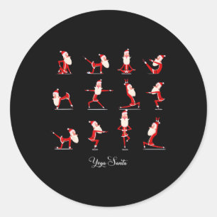 Kerstmis Yoga Pose Santa Namaste Namasleigh Ronde Sticker