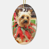 Kerstmis - Yorkie - Kinsey Keramisch Ornament (Links)