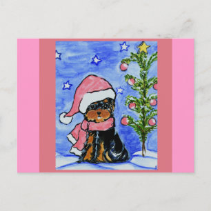 Kerstmis Yorkie Poo Feestdagenkaart