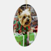 Kerstmis - Yorkie - Willie Keramisch Ornament (Rechts)