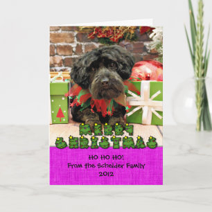 Kerstmis - YorkiePoo - Hannah Feestdagen Kaart
