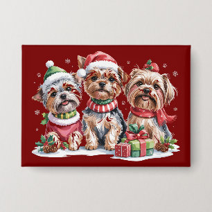Kerstmis Yorkshire Terrier Hondenliefhebbers Button