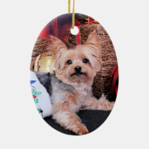 Kerstmis - Yorkshire Terrier - Vinnie Keramisch Ornament