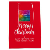 Kerstmis Zakelijk Logo Hier Aanpasbaar Medium Cadeauzakje (Achterkant)