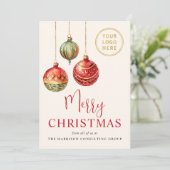 Kerstmis Zakelijk Logo QR Code Ornamenten Feestdagenkaart (Staand voorkant)