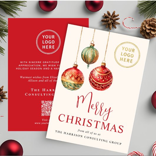 Kerstmis Zakelijk Logo QR Code Ornamenten Feestdagenkaart
